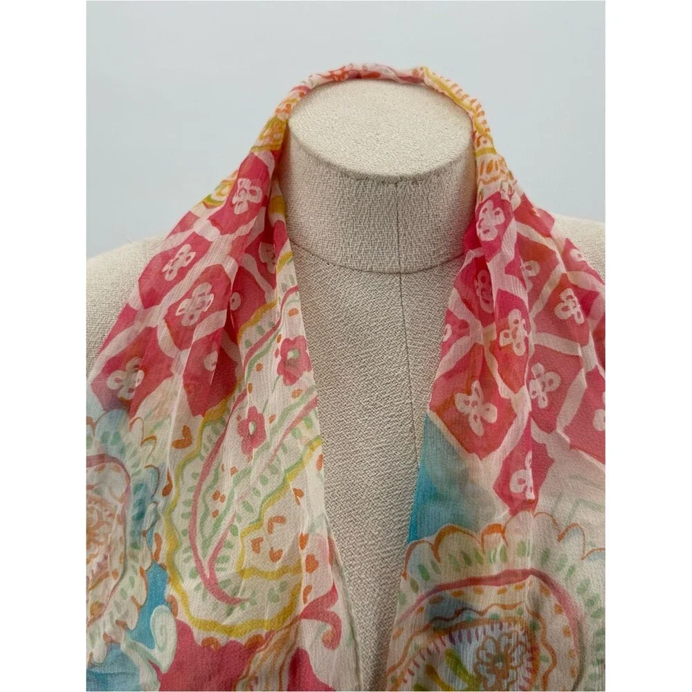Unbranded Colorful Paisley Lightweight Long Scarf Accessory Pink Boho